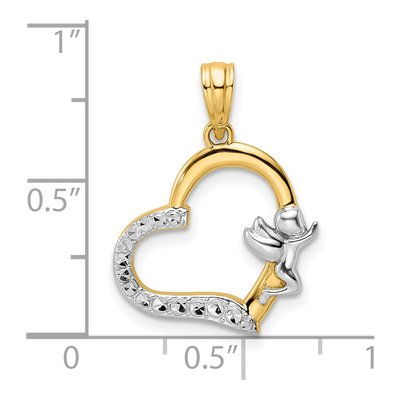 14K Yellow Gold Cherub on Heart Pendant – view 5