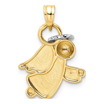 14K Yellow Gold Diamond-Cut Angel Pendant – view 4