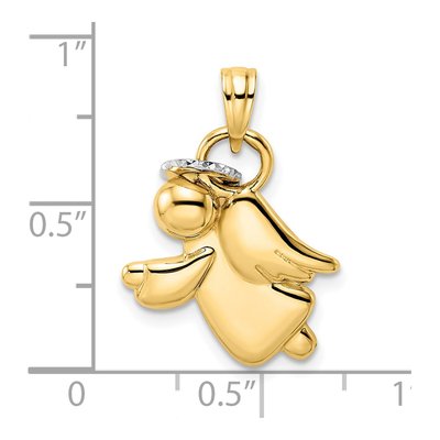 14K Yellow Gold Diamond-Cut Angel Pendant – view 5