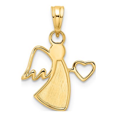 14K Yellow Gold Diamond-Cut Angel Heart Pendant – view 4