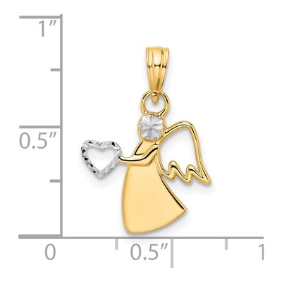 14K Yellow Gold Diamond-Cut Angel Heart Pendant – view 5