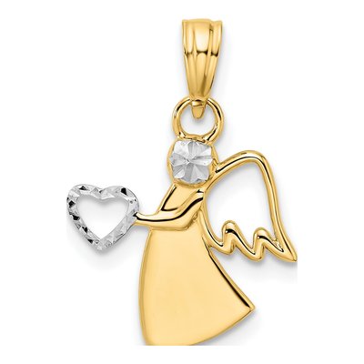 14K Yellow Gold Diamond-Cut Angel Heart Pendant