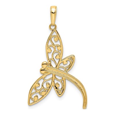 14K Yellow Gold Diamond-Cut Dragonfly Pendant – view 4