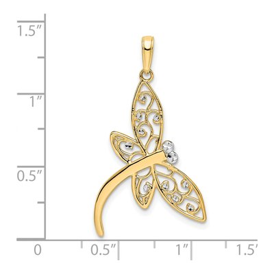 14K Yellow Gold Diamond-Cut Dragonfly Pendant – view 5