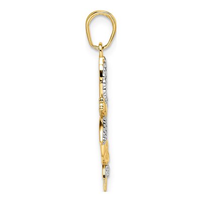 14K Yellow Gold Diamond-Cut Dragonflies Pendant – view 3