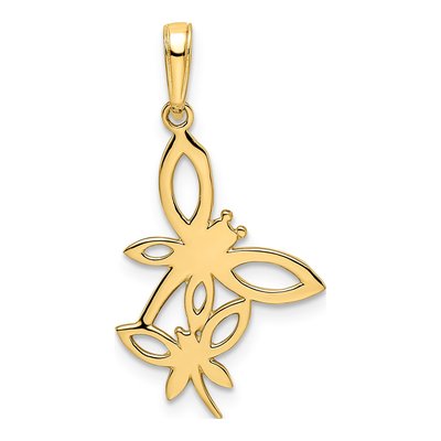 14K Yellow Gold Diamond-Cut Dragonflies Pendant – view 4