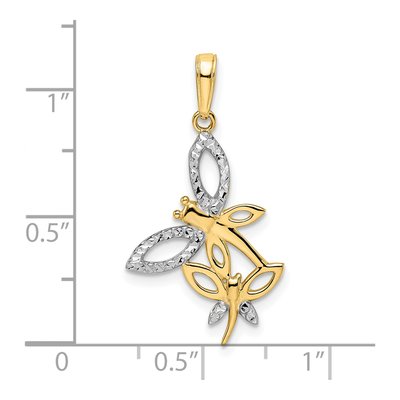 14K Yellow Gold Diamond-Cut Dragonflies Pendant – view 5