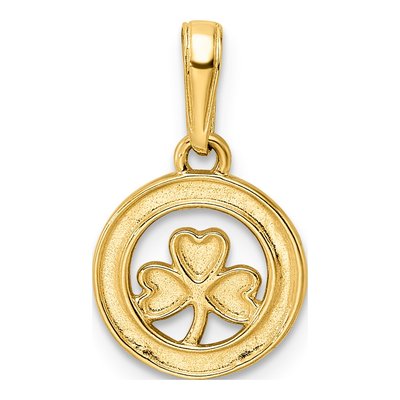 14K Yellow Gold Diamond-Cut Clover Pendant – view 4