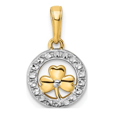 14K Yellow Gold Diamond-Cut Clover Pendant