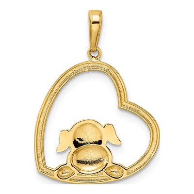 14K Yellow Gold Puppy Heart Pendant – view 4