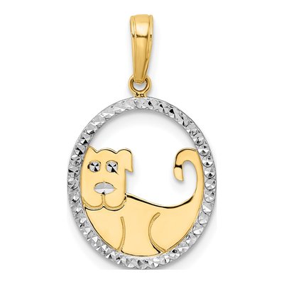 14K Yellow Gold Diamond-Cut Dog Pendant
