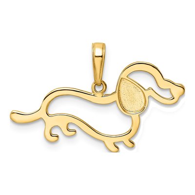 14K Yellow Gold Diamond-Cut Dachshund Pendant – view 4