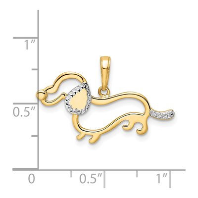 14K Yellow Gold Diamond-Cut Dachshund Pendant – view 5