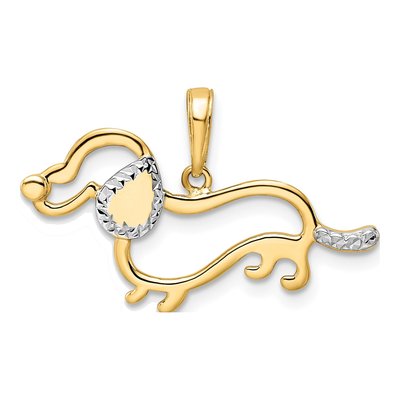 14K Yellow Gold Diamond-Cut Dachshund Pendant