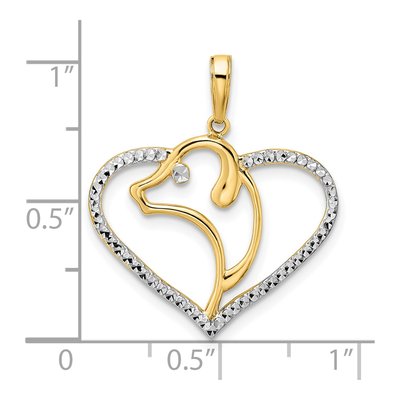 14K Yellow Gold Dog Head Heart Pendant – view 5