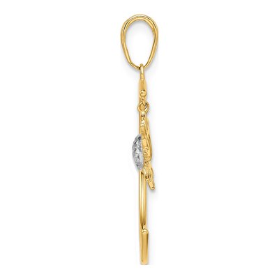 14K Yellow Gold Diamond-Cut Moon Sun Pendant – view 3