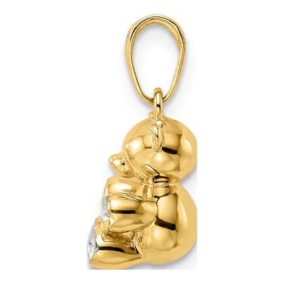 14K Yellow Gold 3D Diamond-Cut Teddy Bear Pendant – view 3