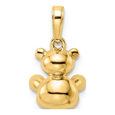 14K Yellow Gold 3D Diamond-Cut Teddy Bear Pendant – view 4