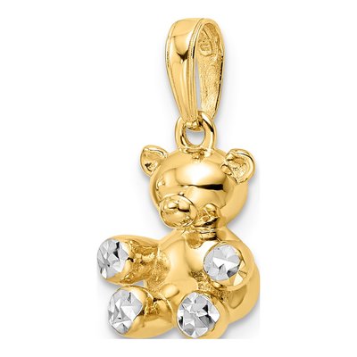 14K Yellow Gold 3D Diamond-Cut Teddy Bear Pendant – view 5