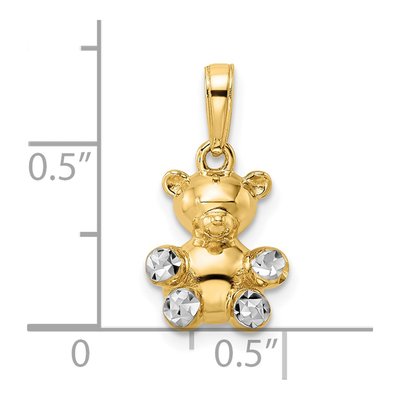 14K Yellow Gold 3D Diamond-Cut Teddy Bear Pendant – view 6