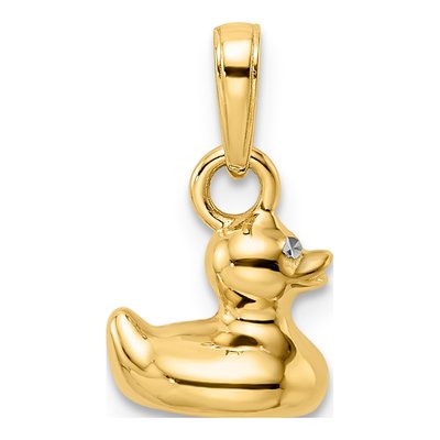 14K Yellow Gold 3D Duck Pendant – view 4