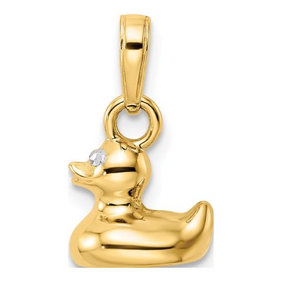 14K Yellow Gold 3D Duck Pendant