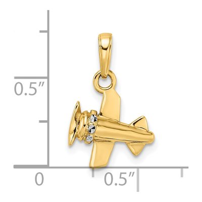 14K Yellow Gold Diamond-Cut Airplane Pendant – view 6