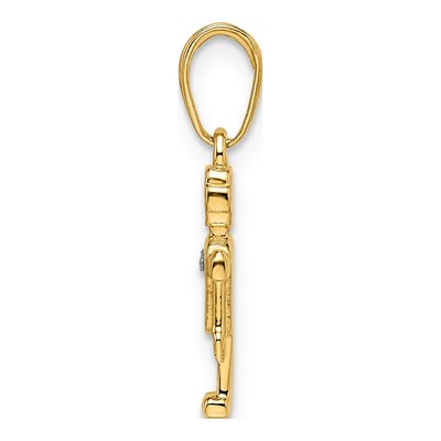 14K Yellow Gold Diamond-Cut Robot Pendant – view 3