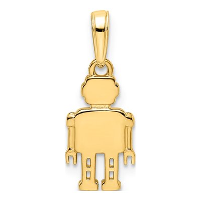 14K Yellow Gold Diamond-Cut Robot Pendant – view 4