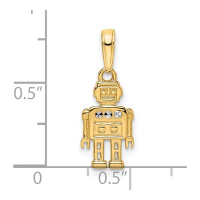 14K Yellow Gold Diamond-Cut Robot Pendant – view 5