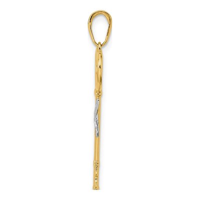 14K Yellow Gold Diamond-Cut Heart Key Pendant – view 3