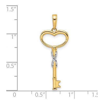 14K Yellow Gold Diamond-Cut Heart Key Pendant – view 5
