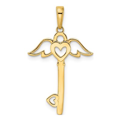 14K Yellow Gold Heart Key Pendant – view 4