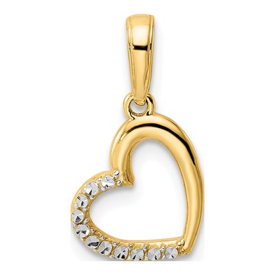 14K Yellow Gold Diamond-Cut Heart Pendant
