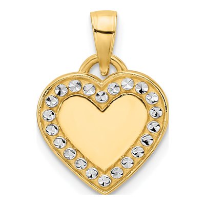 14K Yellow Gold Diamond-Cut Heart Pendant
