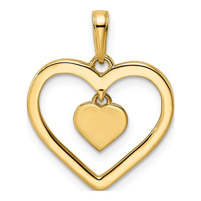 14K Yellow Gold Diamond-Cut Heart Pendant – view 4