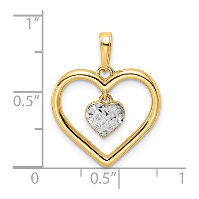 14K Yellow Gold Diamond-Cut Heart Pendant – view 5