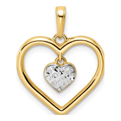 14K Yellow Gold Diamond-Cut Heart Pendant