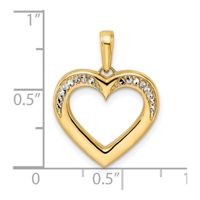 14K Yellow Gold Diamond-Cut Heart Pendant – view 5