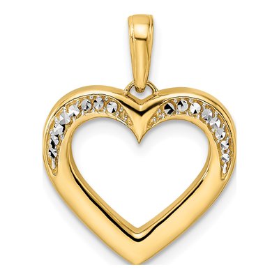 14K Yellow Gold Diamond-Cut Heart Pendant