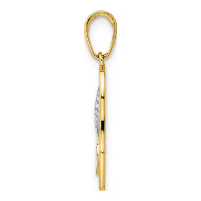 14K Yellow Gold Diamond-Cut Heart Hamsa Pendant – view 3