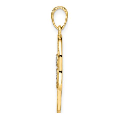 14K Yellow Gold Diamond-Cut Evil Eye Hamsa Pendant – view 3