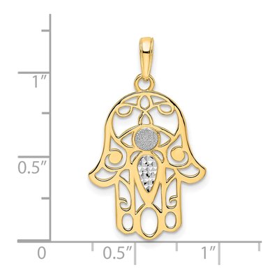 14K Yellow Gold Diamond-Cut Evil Eye Hamsa Pendant – view 5