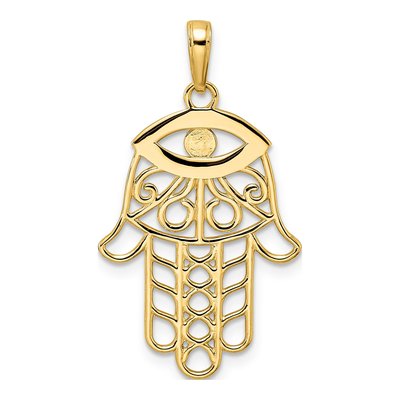 14K Yellow Gold Evil Eye Hamsa Pendant – view 4
