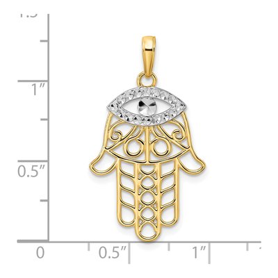 14K Yellow Gold Evil Eye Hamsa Pendant – view 5