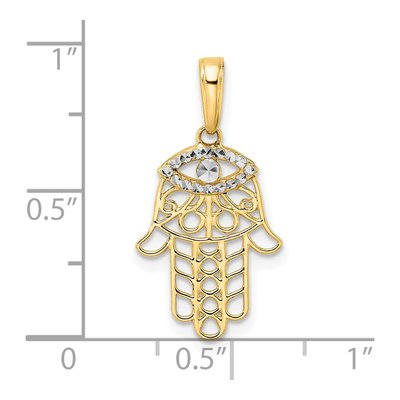 14K Yellow Gold Hamsa Evil Eye Pendant – view 5