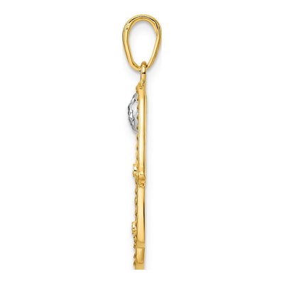 14K Yellow Gold Diamond-Cut Hamsa Pendant – view 3