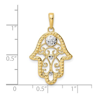 14K Yellow Gold Diamond-Cut Hamsa Pendant – view 5