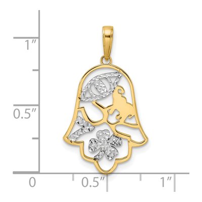 14K Yellow Gold Hamsa Good Luck Pendant – view 5