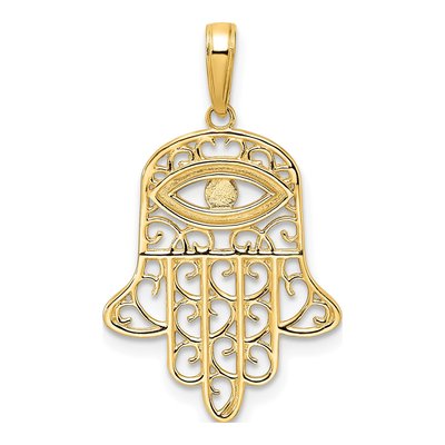 14K Yellow Gold Evil Eye Hamsa Pendant – view 4